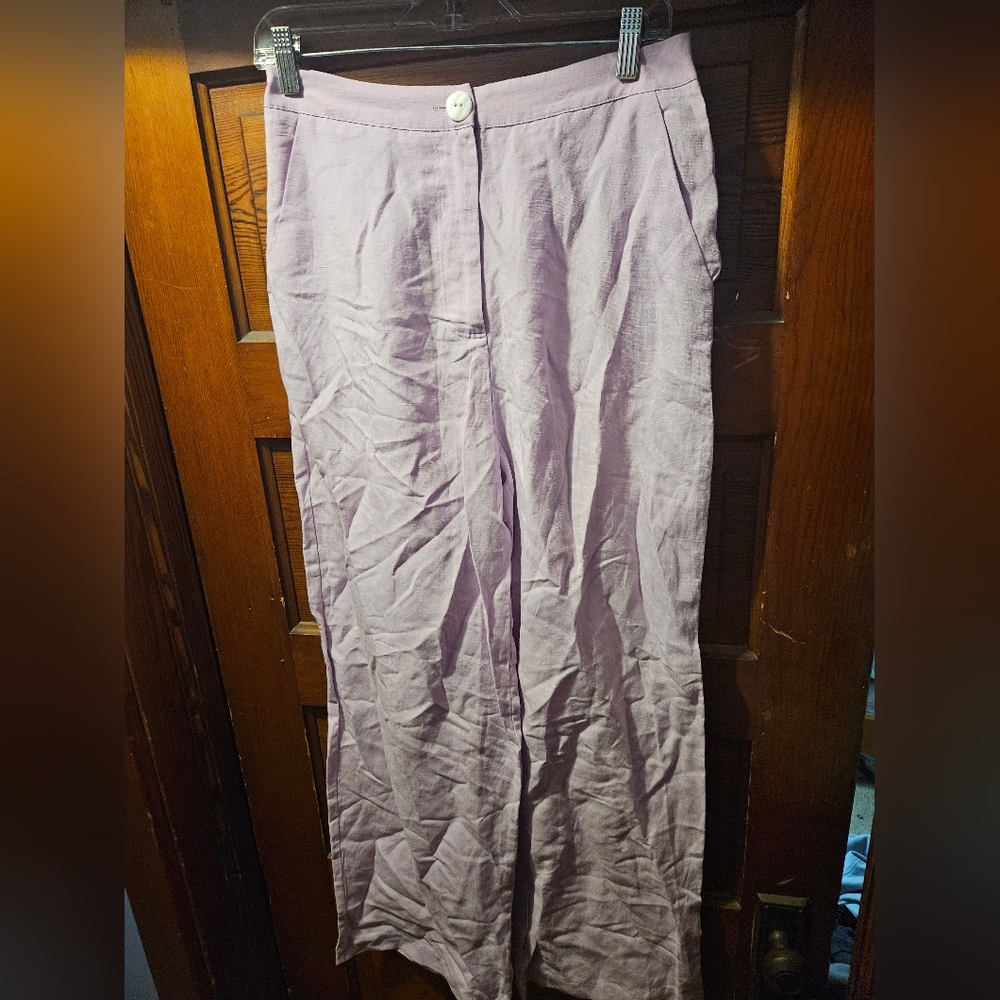 NWT KITRI Linen Blend Lavender Wide-Leg Pants